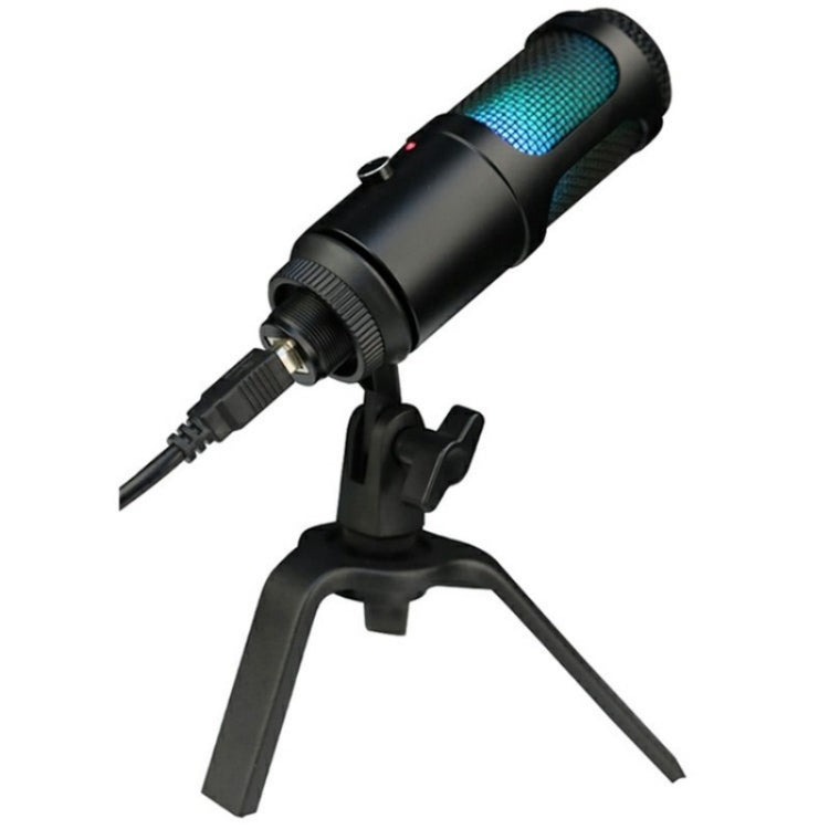 Microfono di registrazione per laptop con interfaccia USB A6 con luce RGB, A6 Microfono di registrazione per laptop con interfaccia USB A6 con luce RGB, A6